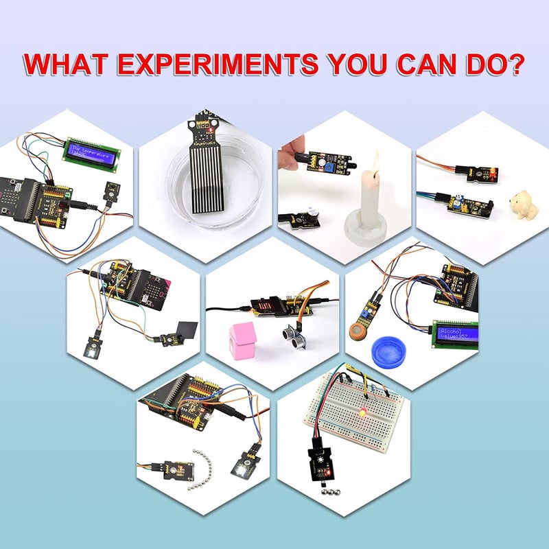Keyestudio مجموعة البداية KEYESTUDIO 37 في 1 مع لوحة BBC Microbit V2.2، مجموعة رائعة من 37 مستشعرًا وإكسسوارات Microbit لتعليم البرمجة والإلكترونيات للمراهقين والبالغين، تعلم الدوائر الكهربائية مع الدروس. - Image 3